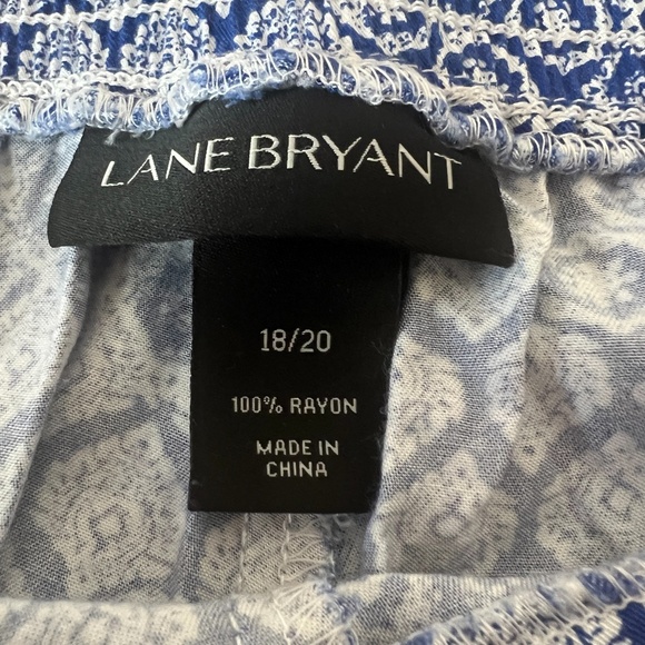 Lane Bryant Blue White Printed Smocked Shorts Sz‎ 18/20 Coastal Preppy Vacation - Picture 3 of 9